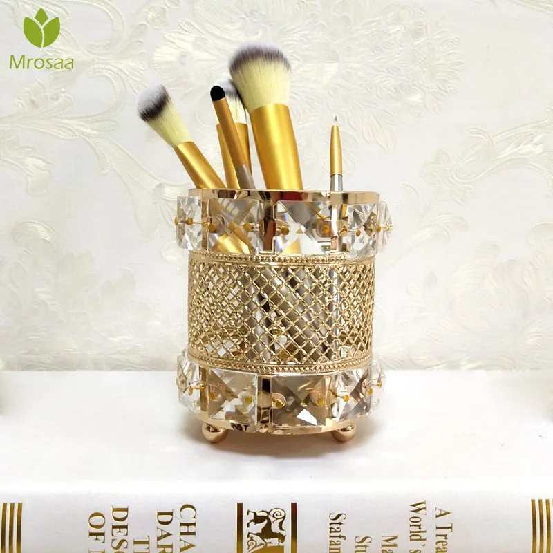 

Creative Multi-function Europe Metal Makeup Brush Storage Tube Eyebrow Pencil Makeup Organizer Bead Crystal Jewelry Storage Box