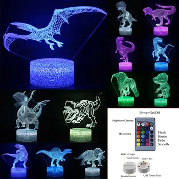 

3D LED Night Light Dinosaur series 7/16 Color Remote Touch Control Baby Sleep Table Lamp Home Decor Kids Xmas New Year Gift D30