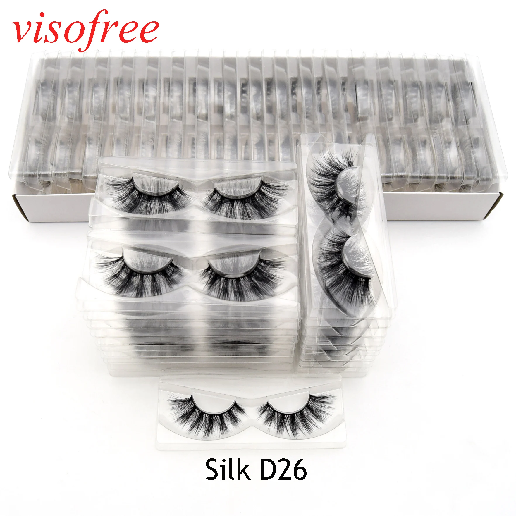 Visofree 30 пар/лот 3D Искусственные Шелковые ресницы крылатые шелковые ресницы бескровные многоразовые ресницы для глаз Высокое качество Silk-D26