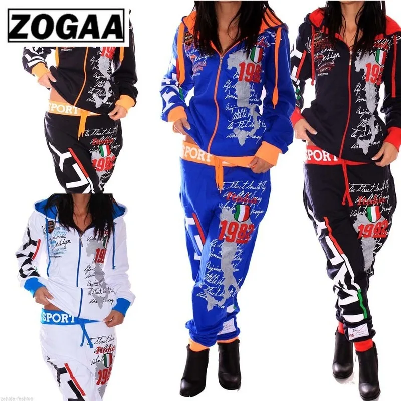 

ZOGAA Autumn Women Two Pieces of Set Hooded Sweatshirt+Drawstring Pants Tracksuit Letter Print Outfits Sweatsuit Sportswear Suit