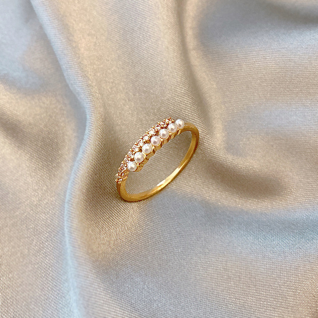 Sexy Zircon Open Rings For Women Trend Heart Pearl Wedding Party Adjustable Ring Girls Elegant Jewelry Gifts