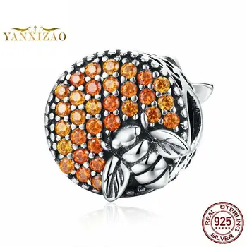 

Bee House Diy accessories 925 silver original letter beads natural stone for jewelry making Fit pandora charm bracelet