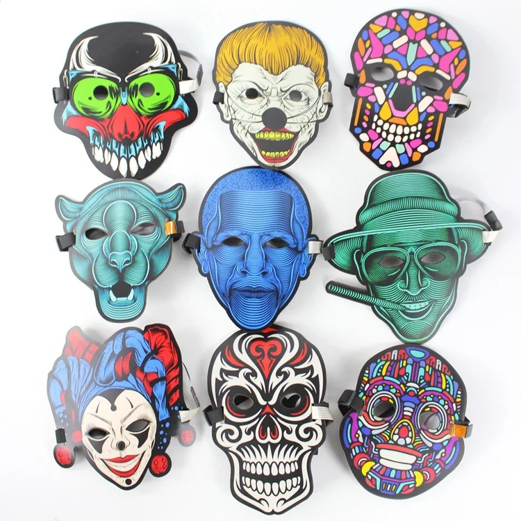 

LED Sound Control Luminous Mask Nightclub Masquerade Fluorescent LED Light Mask Party Cosplay Supplies Voice Control