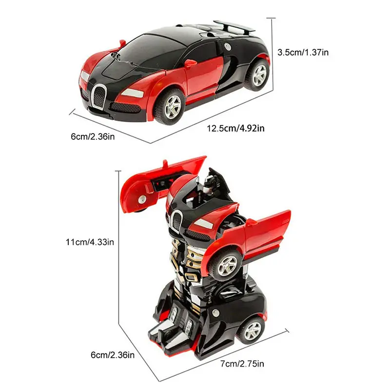 New 4 Style Mini Robot Vehicle Model Action Figures Toy Style Inertial Collision Deformation Car Toys For Kids