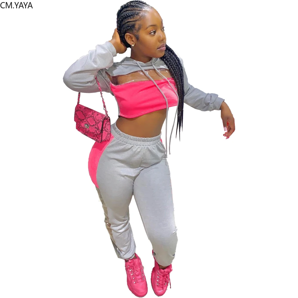 Autumn Winter Women Set Hooded Tracksuits Full Sleeve Crop Top Pants Suit Two Piece Sporty Night Club Outfits DN8333 |