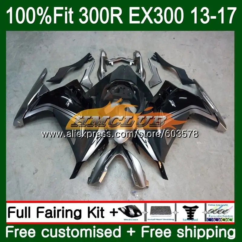 Инъекции для KAWASAKI NINJA ZX3R ZX 300R 13, 14, 15, 16 лет 25CL. 64 EX300 ZX-3R ZX300R 2013 серебро черный обтекатель - Цвет: No. 1