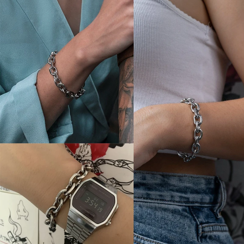 Bracelet Mens, Chunky Cable Chain Bracelets, Stainless Steel Fashion Edgy Men Women Jewelry Brazalets 8 To 12mm ,18 To 23 Inch - Image 6