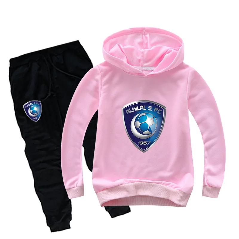 Весенне-осенний комплект одежды для детей, свитер и штаны для маленьких мальчиков и девочек комплект одежды из 2 предметов, детские костюмы толстовки с принтом Al-Hilal
