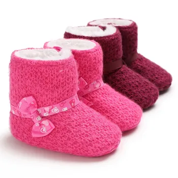 

Winter Baby Girls Boots Newborn Infant Toddler Soft Sole First Walker Sweet Bowknot Booties Booty Hook&Loop Prewalkers Fashion