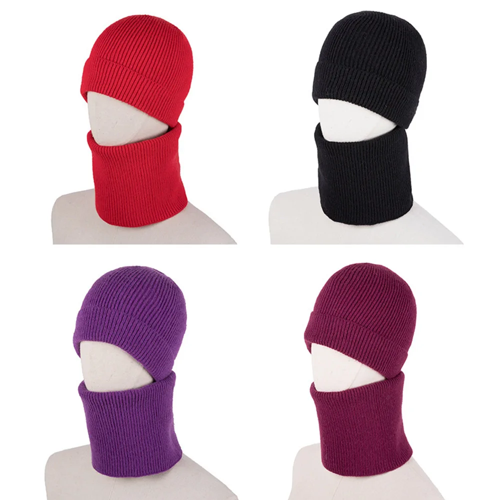 [AETRENDS] комплект из 2 предметов, зимняя вязаная шапочка-шарф, двухсторонние шарфы с петлей, верхняя спортивная шапка с черепом, 12 однотонных цветов, Z-9967