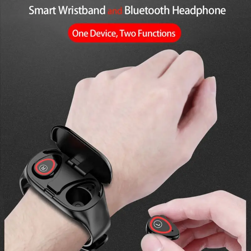 1 Набор смарт-часов TWS Bluetooth 5,0 беспроводные наушники монитор сердечного ритма браслет для умных часов