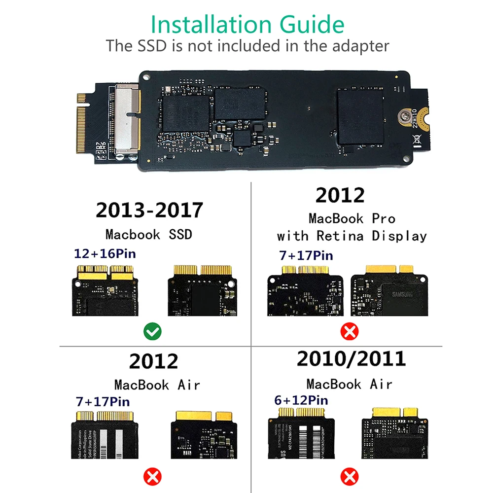 Для Macbook SSD адаптер для Apple SSD адаптер для Macbook Air Pro retina 2013- SSD для M2 адаптер M ключ M.2 NGFF карта преобразования