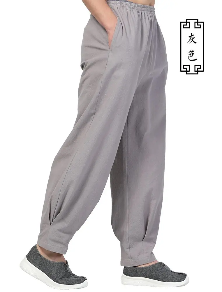 Unisex 5color Cotton Spring&Summer shaolin monk kung fu tai chi pants buddhist zen lay trousers martial arts bloomers
