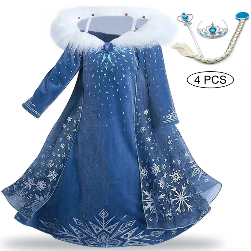 Г. Нарядное платье принцессы Эльзы для девочек, голубое платье с длинными рукавами маскарадный Детский костюм Детские платья для девочек, вечерние платья