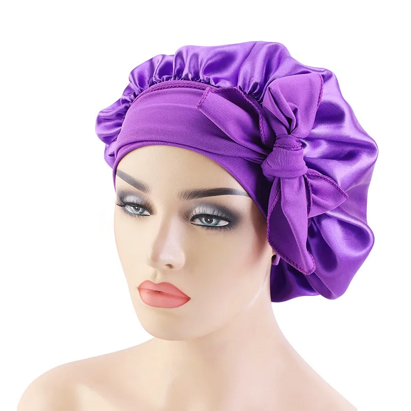 Women Satin Bonnet Hat With Wide 