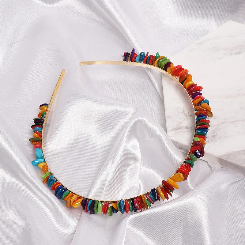 

2019 shell hair band for women Natural stone Headband Simulated Pearl Hairbands for girls shells Hair Jewelry Wedding Party Gift