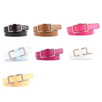 

Sweet Lady Candy Color Decorative Thin Belt Needle-free Smooth Buckle Button Women Waistband Casual Slim Accessories 094B