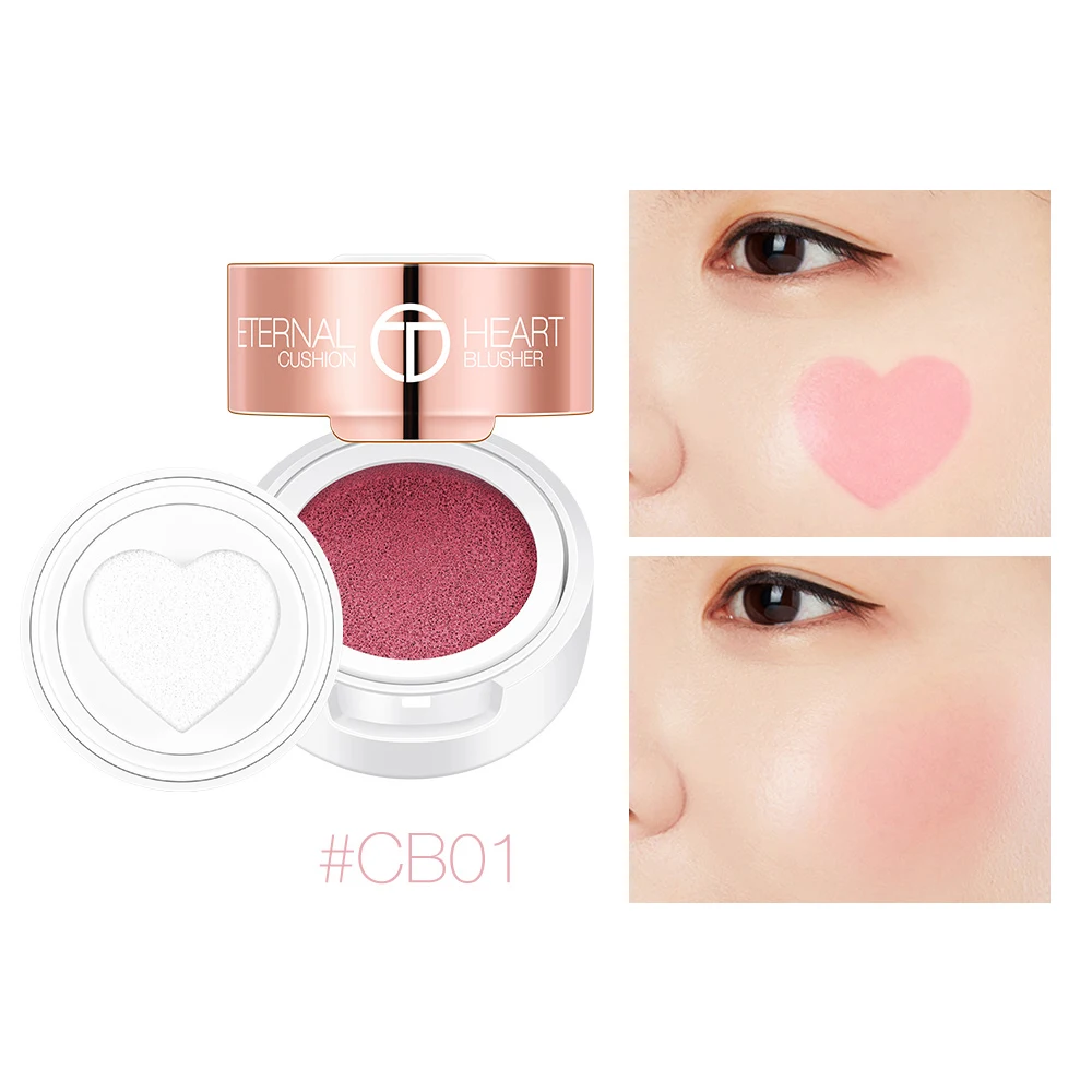 O.TWO.O Air Cushion Blusher Folding Heart Shape Shimmer Blush Rouge 4 Colors Easy To Wear Natural Face Makeup Blush TSLM1 - Цвет: CB01