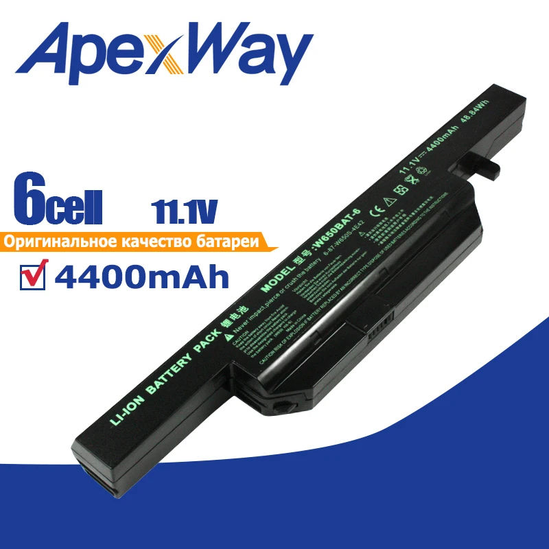 Аккумулятор Apexway для ноутбука 11 1 В 4400 мАч серия Hasee K610C K650D K570N K710C K590C K750D Clevo