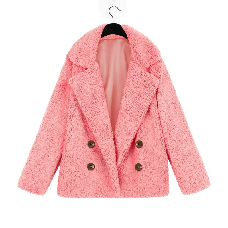 Pink Женские пальто и куртки из искусственного меха, Зимние Модные приталенные короткие меховые пальто, женская одежда размера плюс, меховые пальто из плюша, пушистые куртки - Цвет: Pink