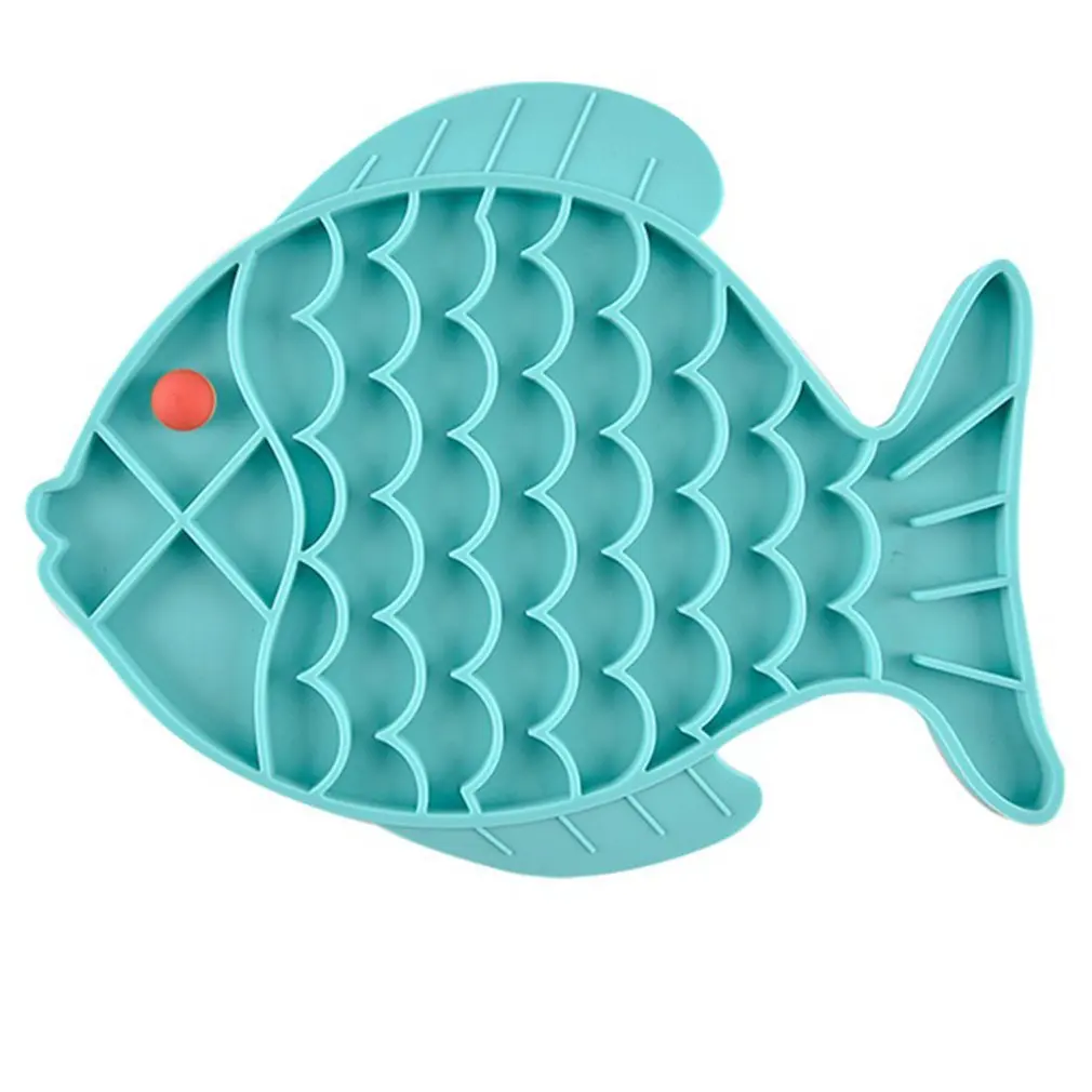 

Pet Dog Feeding Slow Food Bowl Fish Shape Dispensing Mat Feed Plate Silicone Dog Lick Pad Safe No-Toxic Training Plate