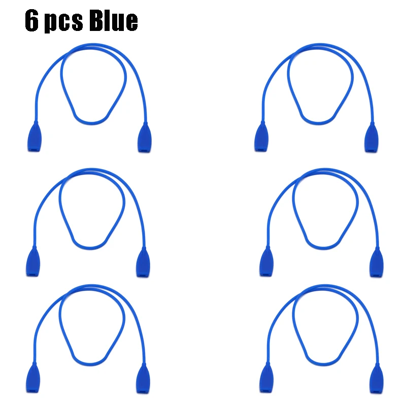 6 pcs Blue SOOLALA, 6 шт./лот, противоскользящие очки, ремешок, силиконовый шнур, спортивные очки, веревка, солнцезащитные очки, эластичные Нескользящие веревки - Цвет: 6 pcs Blue