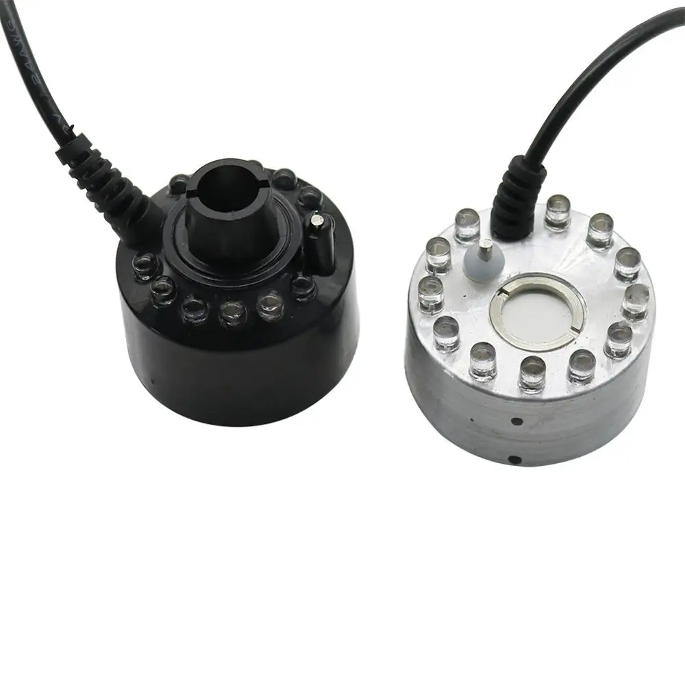 12 LED Lamp Beads Atomizer Aquarium Fish Tank Misting Maker Incubator Humidifier Indoor Rockery Landscaping Colorful Light