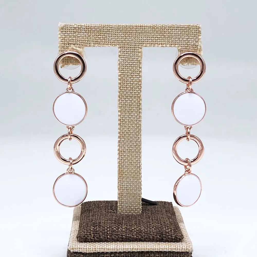 Viennois Tassel Enamel Long Drop Dangle Earrings Circel Round Enamel Geometric Earring for Women