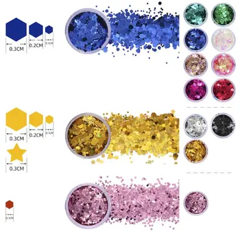 

12 Colors Mixed Holographic Chunky Glitter Face Body Eye Hair Nail Resin Sequins