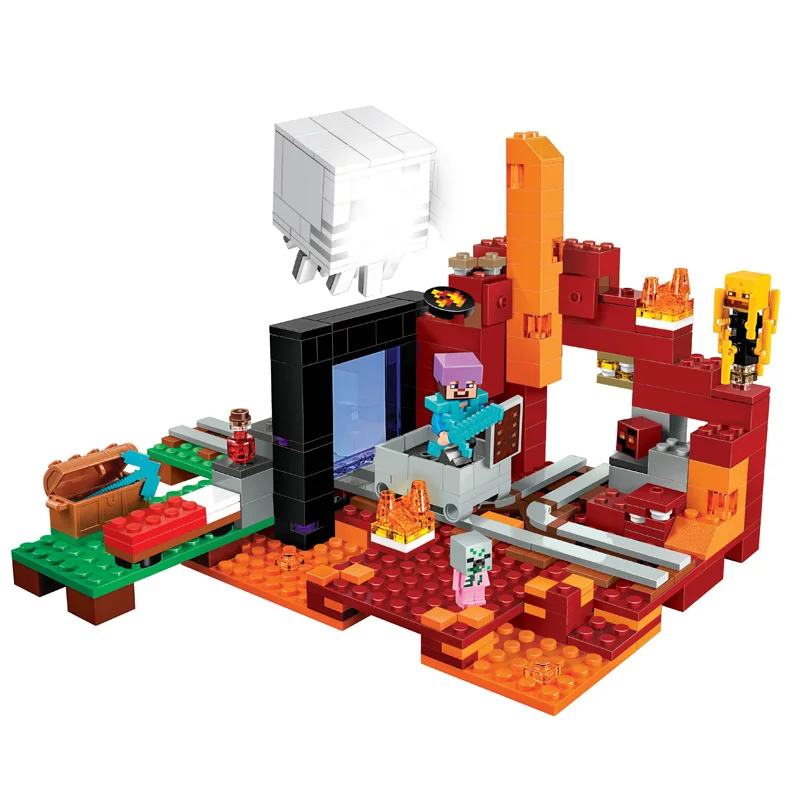 

10812 417pcs My World The Nether Hell Portal Building Blocks 3 Figures Compatible With Legoinglys 21143 Bricks Toy