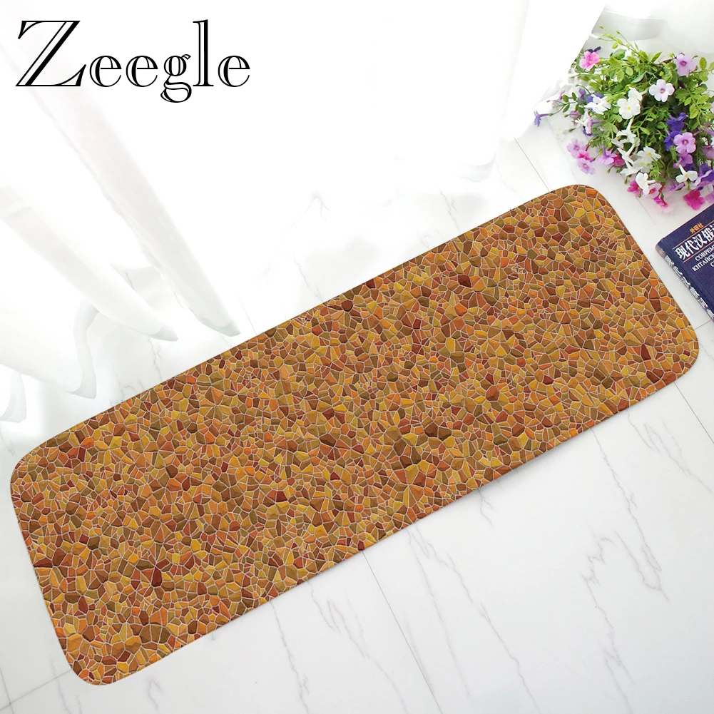 Zeegle Wall Printed Door Mat Kitchen Anti-slip Carpet Welcome Mats for Front Door Absorbent Carpet Hallway Rug