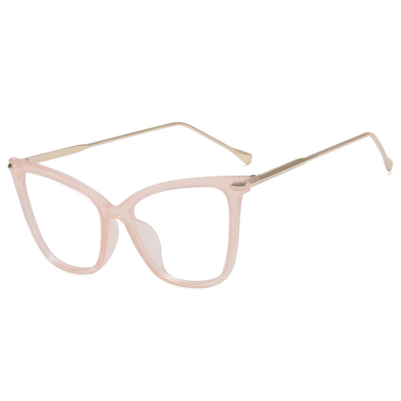 Модные оправы для очков кошачий глаз для женщин и мужчин, сексуальные негабаритные металлические оправы, брендовые дизайнерские оптические очки для глаз, очки с плоским верхом - Цвет оправы: 4 Glasses Frame