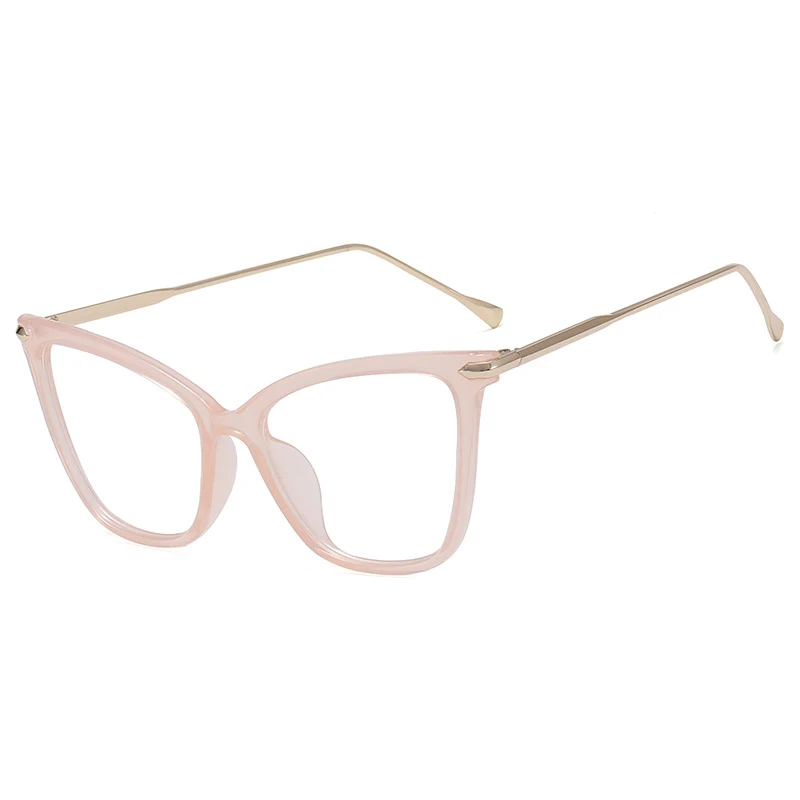 4 Glasses Frame Модные оправы для очков кошачий глаз для женщин и мужчин, сексуальные негабаритные металлические оправы, брендовые дизайнерские оптические очки для глаз, очки с плоским верхом - Цвет оправы: 4 Glasses Frame