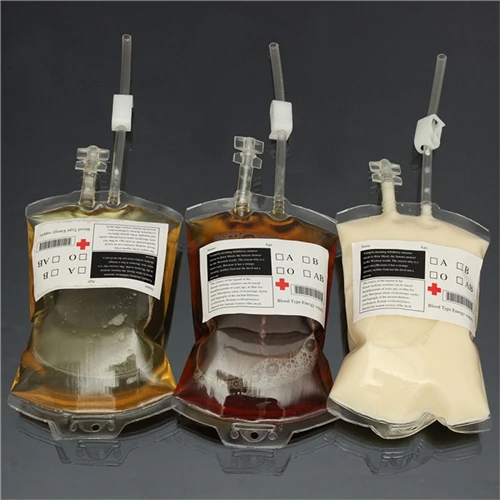

PVC Material 350ml Reusable Blood Energy Drink Bag Transparent Medical Halloween Vampire Pouch Props