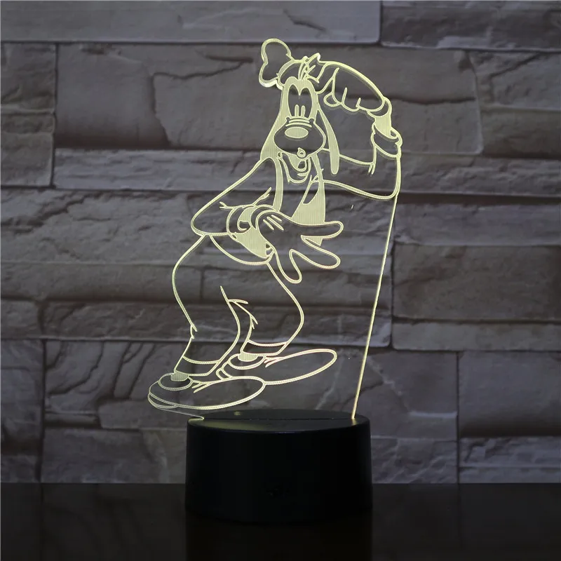 

3D Lamp Awesome Touch Sensor Mickey Mouse and Goofy Dog Color Changing with Remote for Room Decoration Led Night Light Lamp
