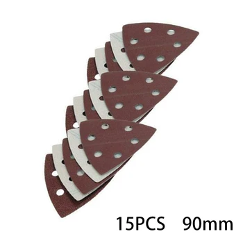 

15pc 90mm Delta Sanding Pads Sheets Triangle Detail Sander Sandpaper Accessories