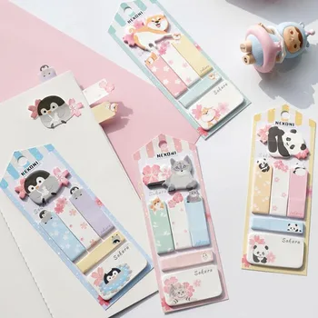 

1 Pcs Cute Penguin Shiba Dog Panda Cat Sakura Paper Memo Pads Sticky Notes Notepad Stationery Papelaria Escolar School Supplies