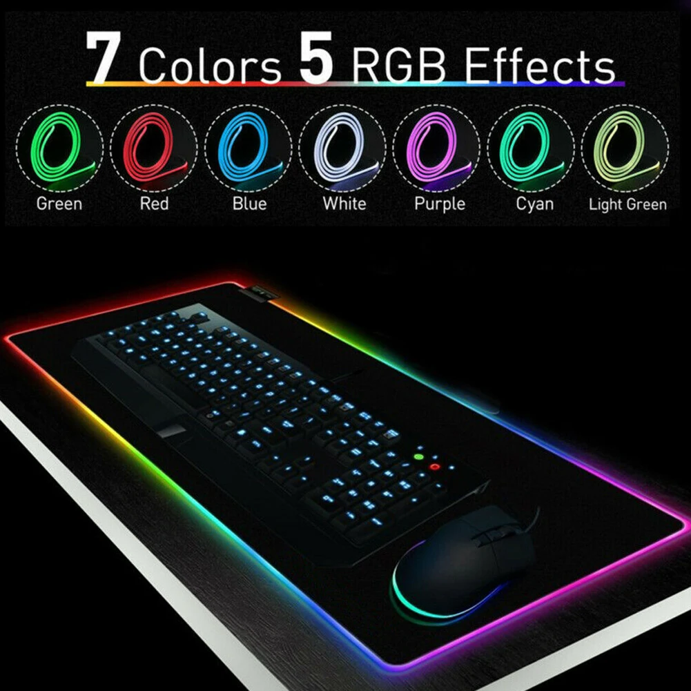 Легкая Чистка коврик для мыши домашний Гладкий RGB красочный практичный светящийся легкий игровой большой офисный коврик для ноутбука Настольный