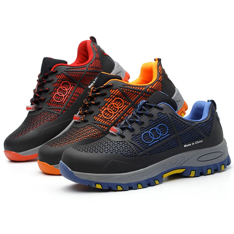 Men And Women Work Shoes Safety Shoes Mens Lightweight Anti Smashing Steel Toe Outdoor Work Boots Breathable Mesh Sneaker