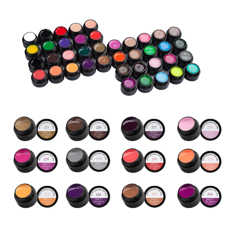 

RWTT UV Gel New 2019 Nail Art Tips Design Manicure 58 Color UV LED Soak Off DIY Paint Gel Ink UV Gel Nail Polishes Lacquer