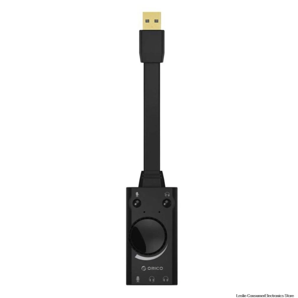 

Portable Usb External Sound Card Microphone Headset Combo 3-Port Output Volume Adjustable For Windows / Mac / Linux