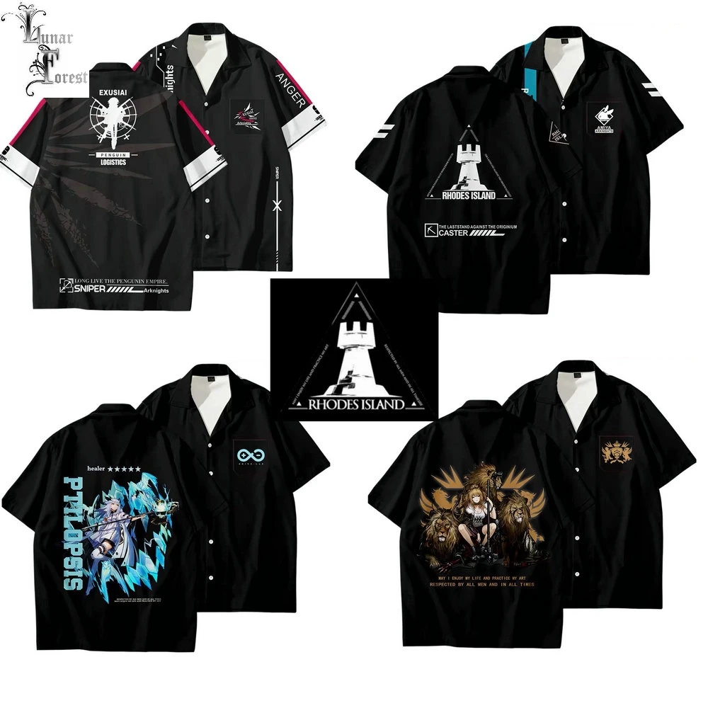 

GAME Arknights 3D Printing Unisex Shirt Women/Men Casual Summer Short Sleeve Cool Loose Button Streetwear Anime Overclothes