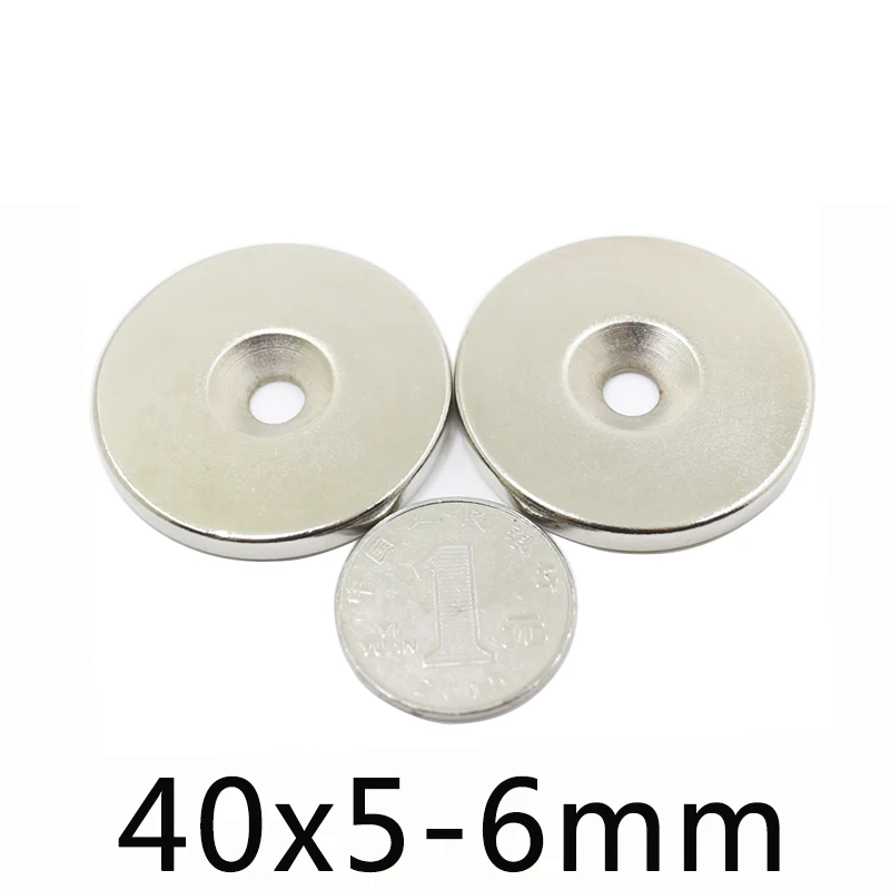 

3/5/10PCS N35 Strong magnetic 40mm x 5mm Hole 6mm Super Round Ring strong bulk neodymium magnets 40*5-6 mm Round magnet