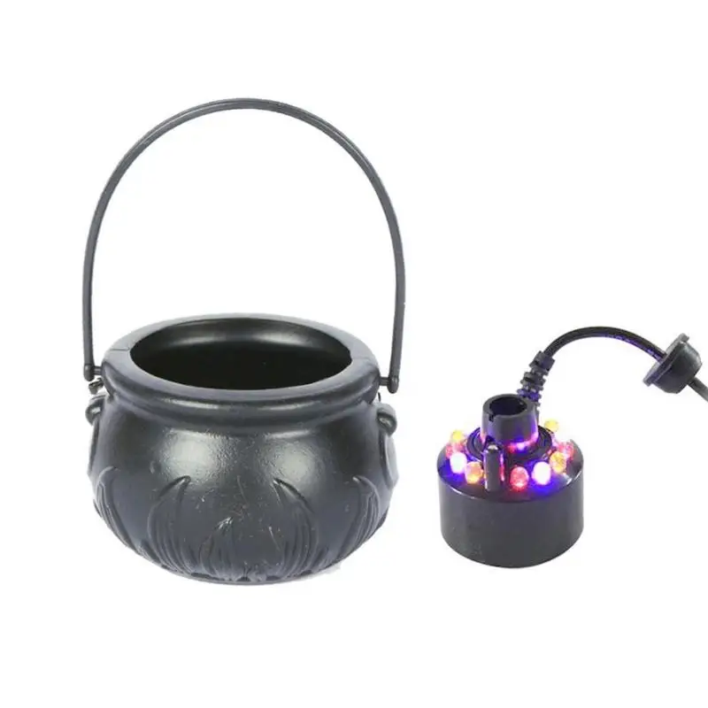 

Halloween Cauldron Mist Maker Smoke Fog Machine Color Changing Party Props Bucket Ornament Witch Pot Toy