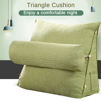 

Cotton Linen Triangular Backrest Cushion Office Home Decor for Sofa Cushions Bed Rest Reading Pillow Back Support Large Size