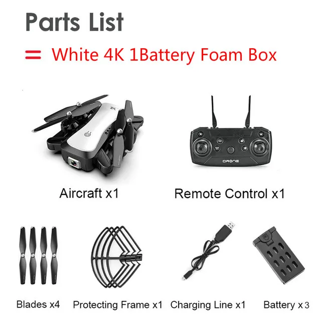 S36 Радиоуправляемый Дрон 4K Профессиональный Квадрокоптер воздушный селфи рыболовный Дрон карманный мини Дрон Дроны с камерой hd вертолет самолет подарок - Цвет: White 4K 1B Foam