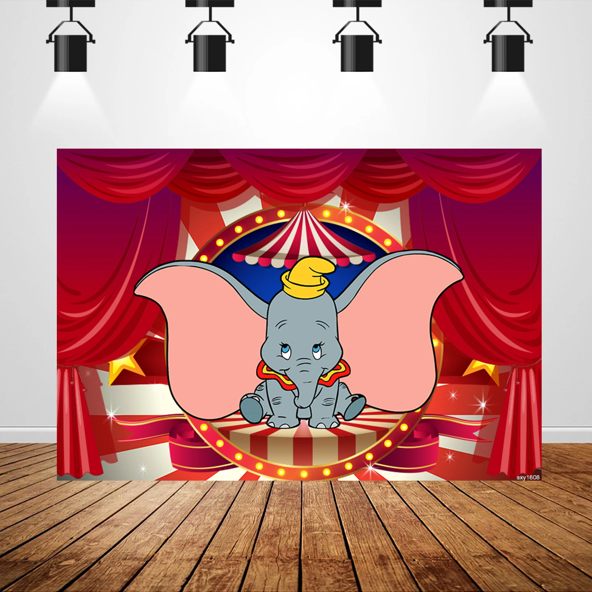 

Sxy1608 Red Carnival Circus Party Photography Backdrop Cartoon Dumbo Children 1st Birthday Party Backgrounds Photocall Vinyl