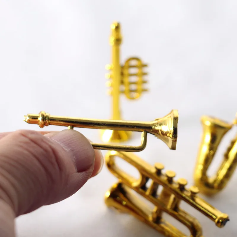 1Set/5Pcs Dollhouse Accessories Miniature  Musical Instrument Drum Saxophone Trumpet Furniture For Barbie House 1/12 Doll House 3