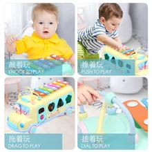 Детский музыкальный инструмент Младенцы автобус стук пианино ребенок образовательный удар музыкальный инструмент игрушка 1-2-3 года