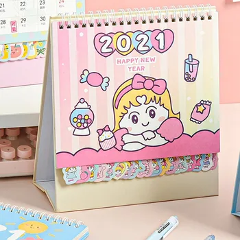 

2021 Typhoon Calendar Lovely Flower Cartoon Hand-drawn Calendar To Do List Planner Colorful Cute Creative Timetable Time